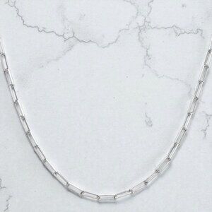 3.5 mm 16" Diamond Cut Paperclip Chain in 925 Sterling Silver